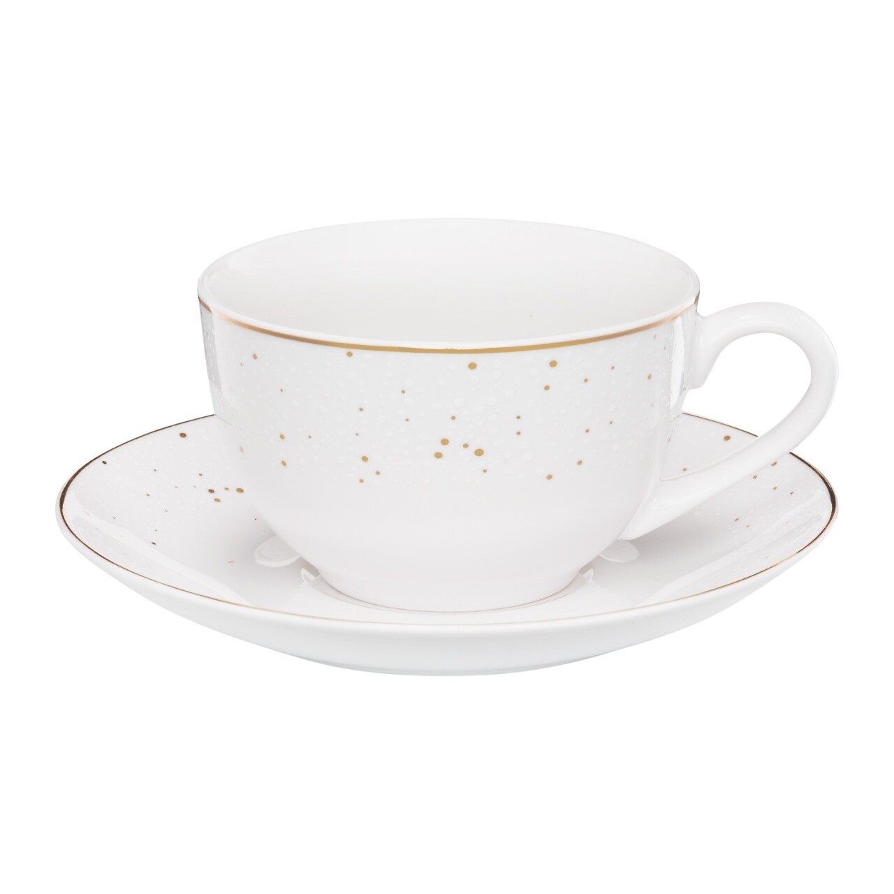 Set ceai / cafea 12 piese, Aurelia, Ambition, 220 ml, portelan, alb/auriu