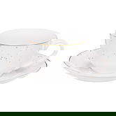 Set ceai / cafea 12 piese, Aurelia, Ambition, 220 ml, portelan, alb/auriu