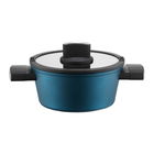 Oala cu capac Azzurro, Ambition, 24 cm, 4 L, aluminiu, albastru/negru