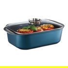 Tava cu capac Azzurro, Ambition, 40x26x11 cm, 7.5 L, aluminiu, albastru/negru