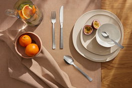 Set tacamuri 24 piese Linen, Amefa, 6 persoane, inox 18/0, argintiu