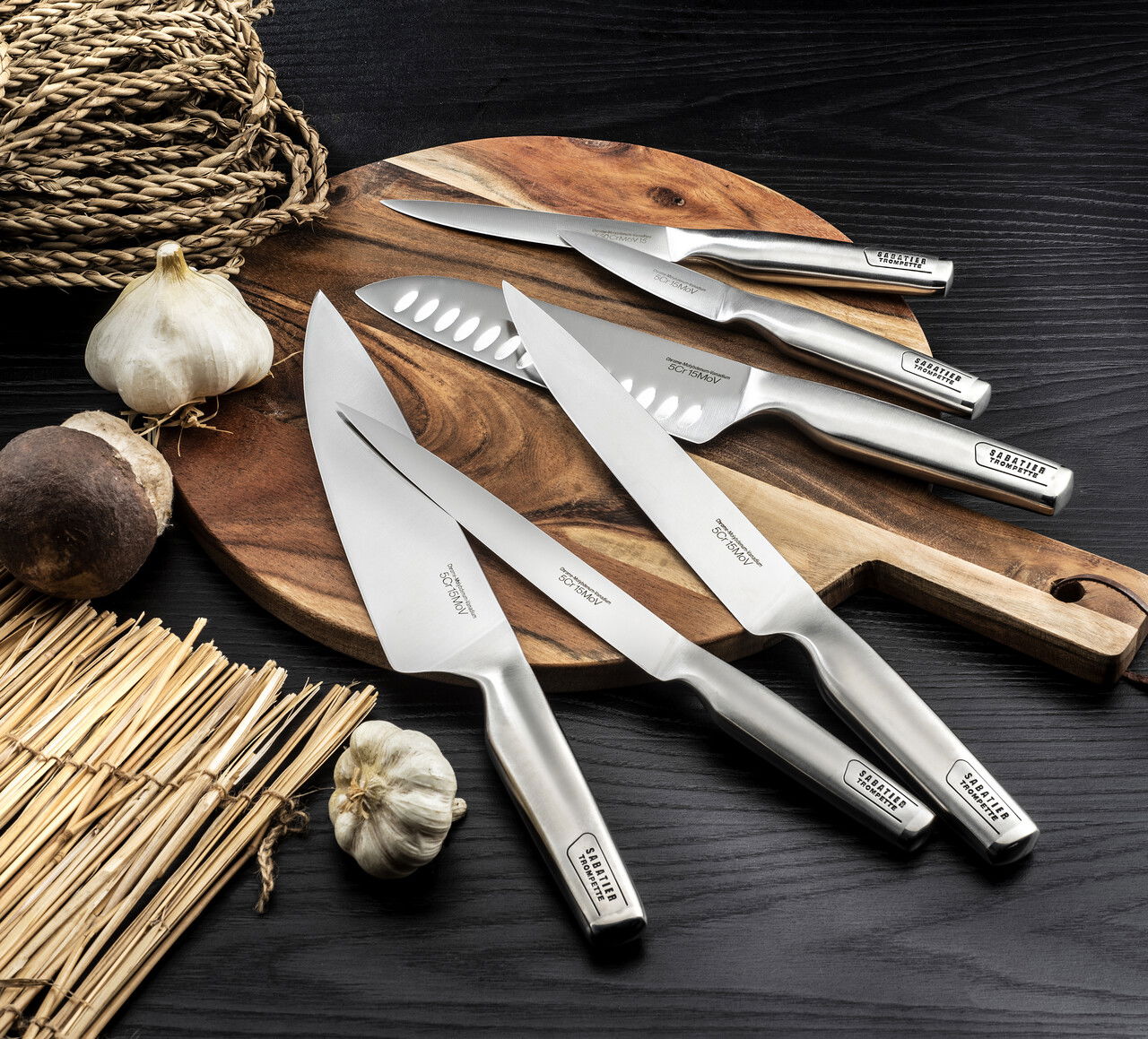 Cutitul bucatarului Asean, Sabatier Trompette, 20 cm, inox 13/0, argintiu