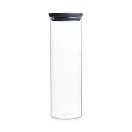 Recipient cu capac, Brabantia, Stackable, 10.4x32.1 cm, 1.9 L, sticla borosilicata, gri inchis