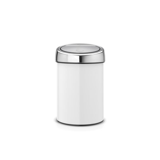 Cos de gunoi cu soft touch, Brabantia, White, cu fixare pe perete, 3 L, 18.4x18x28 cm, otel, alb