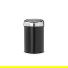 Cos de gunoi cu soft touch, Brabantia, Matt, cu fixare de perete, 3 L, 18.4x18x28 cm, otel, negru mat
