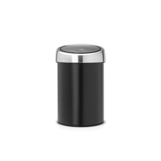 Cos de gunoi cu soft touch, Brabantia, Matt, cu fixare de perete, 3 L, 18.4x18x28 cm, otel, negru mat