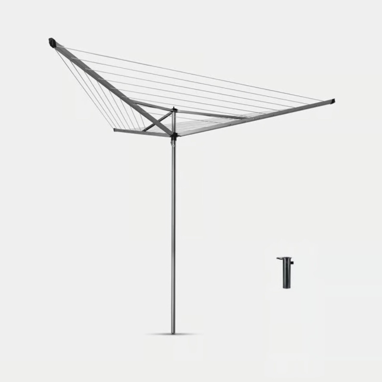 Uscator de rufe rotativ cu 3 brate, Brabantia, Essential Metallic, 30 m capacitate de uscare, 3 brate, otel, gri