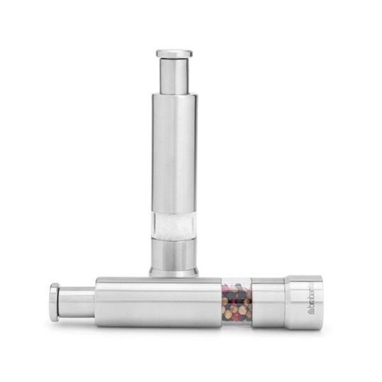 Set 2 rasnite sare si piper, Brabantia, Matt, 5.5x2.8x14 cm, inox, argintiu mat