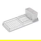 Scurgator vase cu suport tacamuri, Brabantia, SinkSide, 20x46.3x12.5 cm, aluminiu, gri deschis
