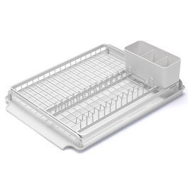 Scurgator vase cu suport tacamuri, Brabantia, SinkSide, 38.5x49x14 cm, aluminiu, gri deschis