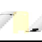 Cos de gunoi cu pedala, Brabantia, NewIcon Mellow Yellow, 5 L, 27.2x20.5x29.1 cm, otel, galben pastel