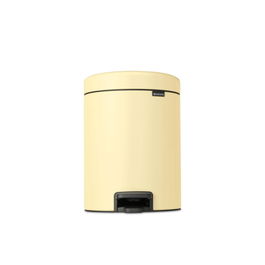 Cos de gunoi cu pedala, Brabantia, NewIcon Mellow Yellow, 5 L, 27.2x20.5x29.1 cm, otel, galben pastel