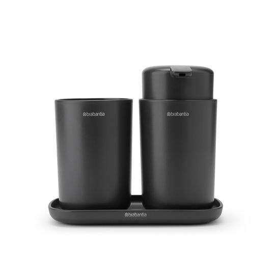 Set accesorii pentru baie 3 piese, Brabantia, Dark Grey, polipropilena, gri inchis