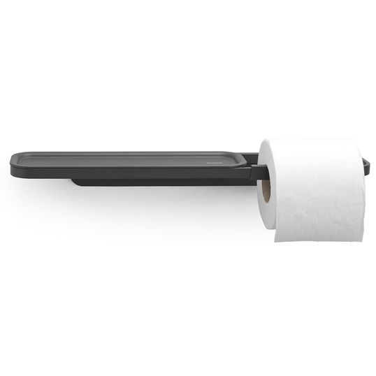 Suport hartie igienica cu raft depozitare, Brabantia, MindSet Infinite Grey, 42x9x4.5 cm, otel, gri