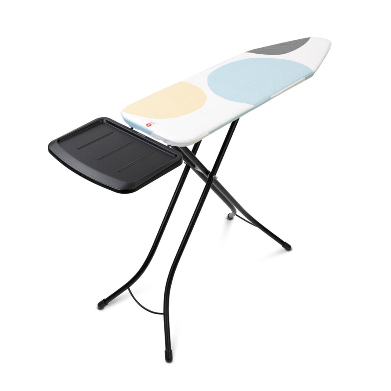 Masa de calcat, Brabantia B, PerfectFlow Spring Bubbles, 124x38 cm, 7 pozitii de reglare, cu suport statie de calcat, otel/bumbac