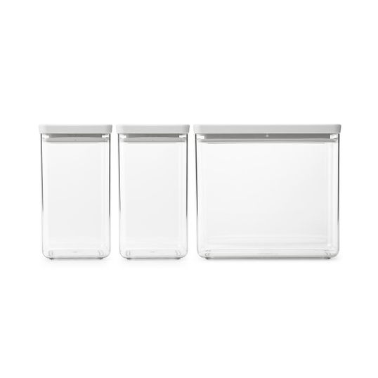 Set 3 recipiente depozitare, Brabantia, Tasty+, 2x1.6 L, 1x3.5 L, plastic, gri deschis