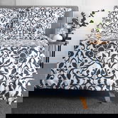 Lenjerie de pat dubla Hede, Homla, 3 piese, 160x200 cm, microfibra din poliester, alb/albastru