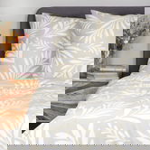 Lenjerie de pat dubla Theos, Homla, 3 piese, 160x200 cm, microfibra din poliester, verde/alb