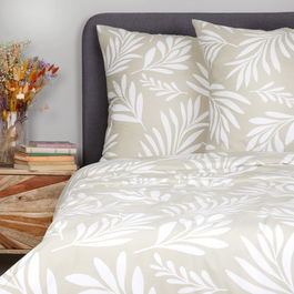 Lenjerie de pat dubla Theos, Homla, 3 piese, 160x200 cm, microfibra din poliester, verde/alb