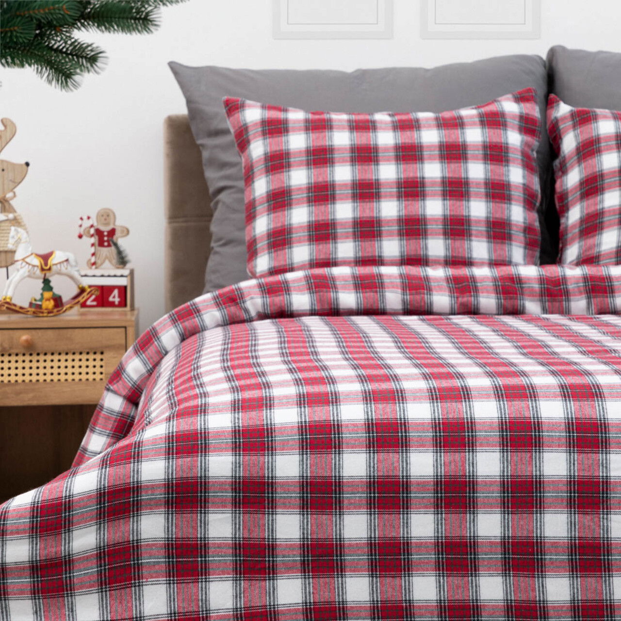 Lenjerie de pat King Size, Nilsa, Homla, 3 piese, 200x220 cm, bumbac, multicolor