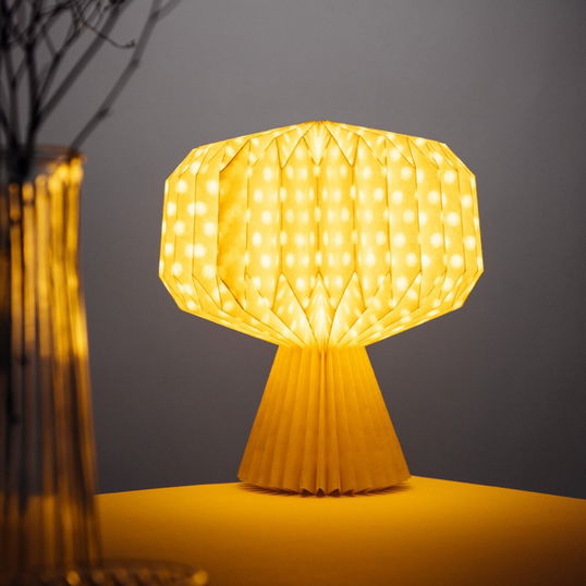 Lampa de masa forma geometrica Galla, Homla, 27x38 cm, hartie, ecru