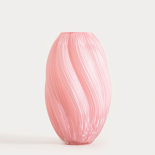 Vaza Swirl, Homla, 17x26.5 cm, sticla, roz
