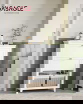 Dulap pentru baie cu 2 sertare si 2 cosuri, Vasagle, 60x30x80 cm, MDF, alb