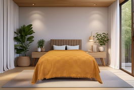 Cuvertura pique Single, Russel - Caramel, ICF Bedroom, Bumbac