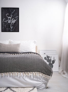 Cuvertura matlasata dubla, Zigzag - Black, ICF Bedroom, Bumbac