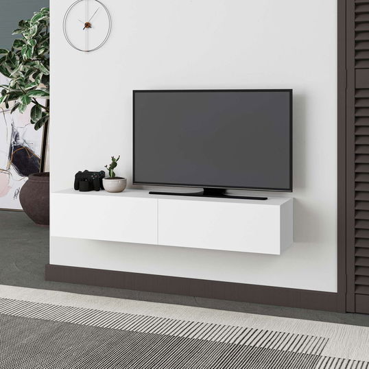 Comoda TV, Homitis, Francy 135, 135x25x31 cm, PAL, Alb
