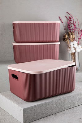 Set recipiente depozitare, Lova, 610DRL1338, Plastic, 13 Lt, Roz