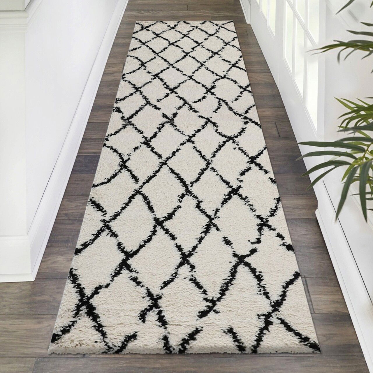 Covor, G0276M, 80x300 cm, Polipropilena, Crem/Negru