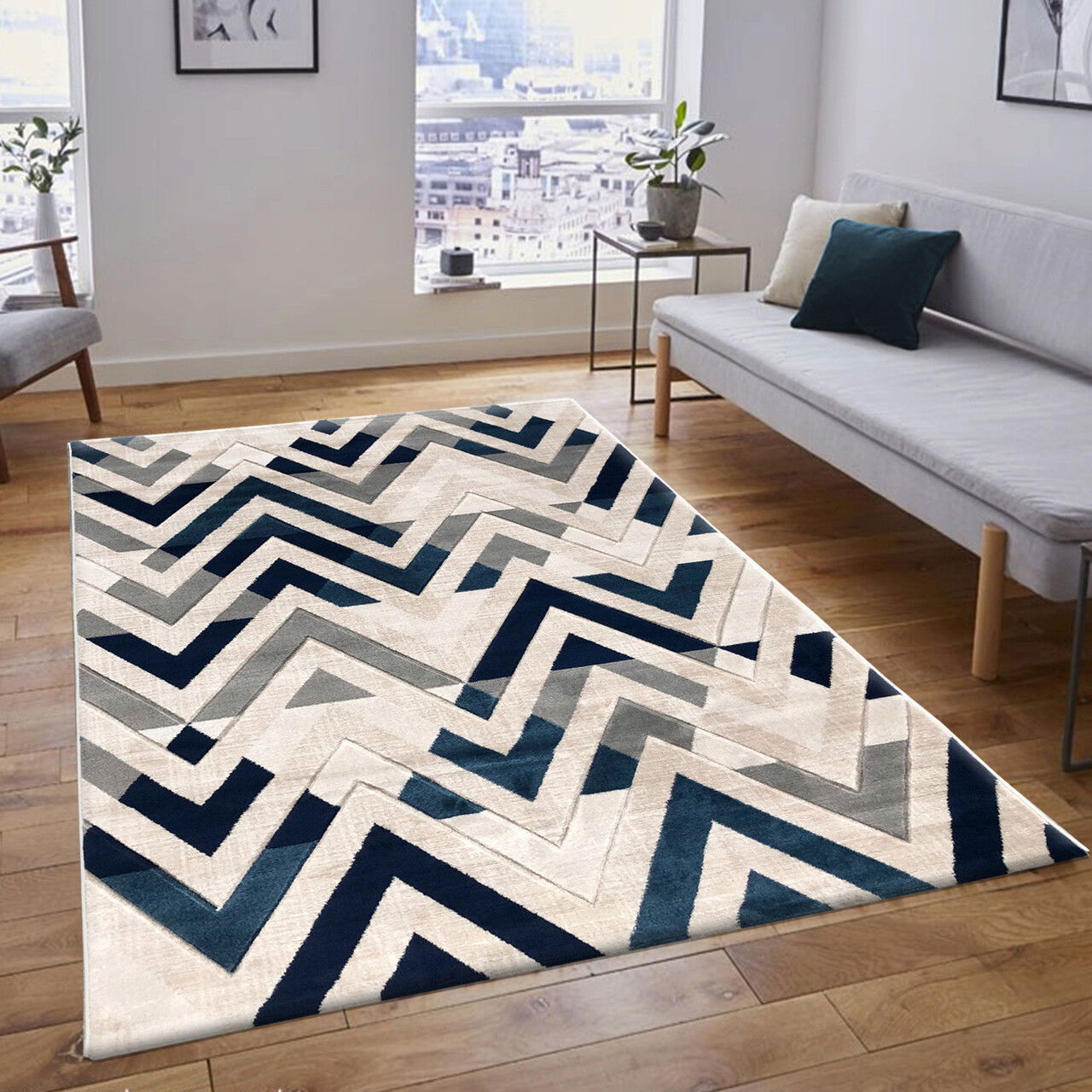 Covor, H776, 150x230 cm, Polipropilena, Albastru