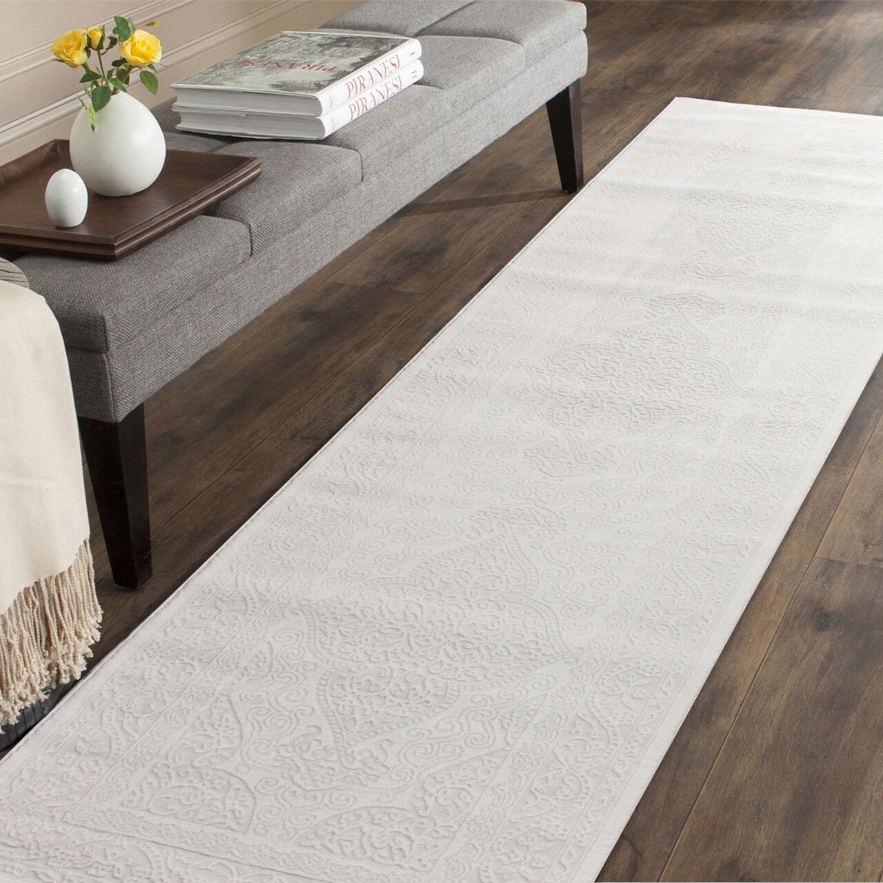 Covor, 4320A , 80x150 cm, Polipropilena, Alb