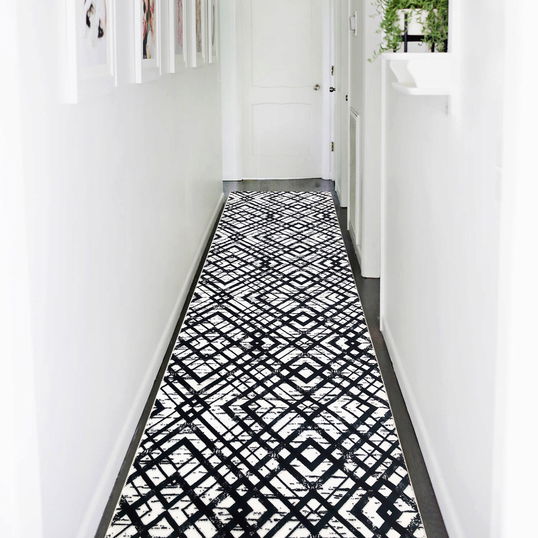 Covor, 1075, 80x200 cm, Poliester, Alb/Negru