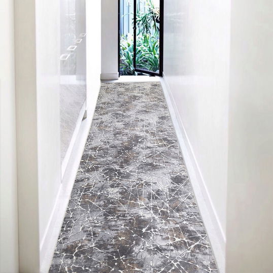 Covor, 1084, 80x250 cm, Poliester, Gri/Muștar
