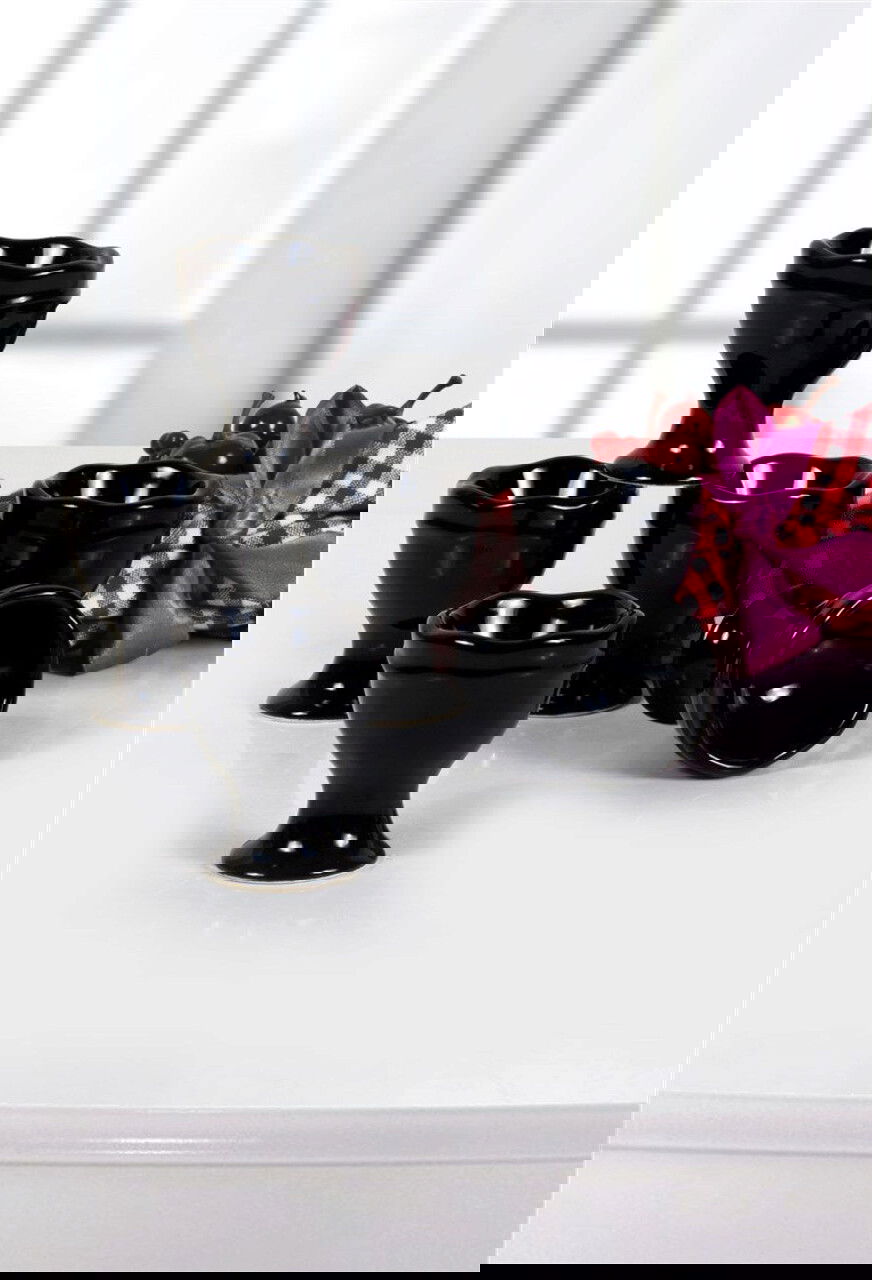 Set suporturi pentru ou, Keramika, 275KRM1313, Ceramica , Nu absoarbe apa, Negru