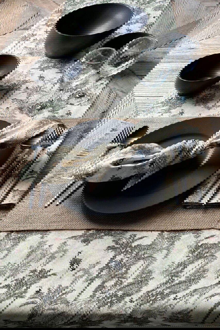 Traversa de masa, SX - Kitchen, 626SRT1140, Bumbac , Dimensiune: 45 x 150 cm (1 bucată), Alb/Verde închis