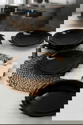 Set platouri servire, Keramika, 275KRM1438, Ceramica , Nu absoarbe apa, Negru