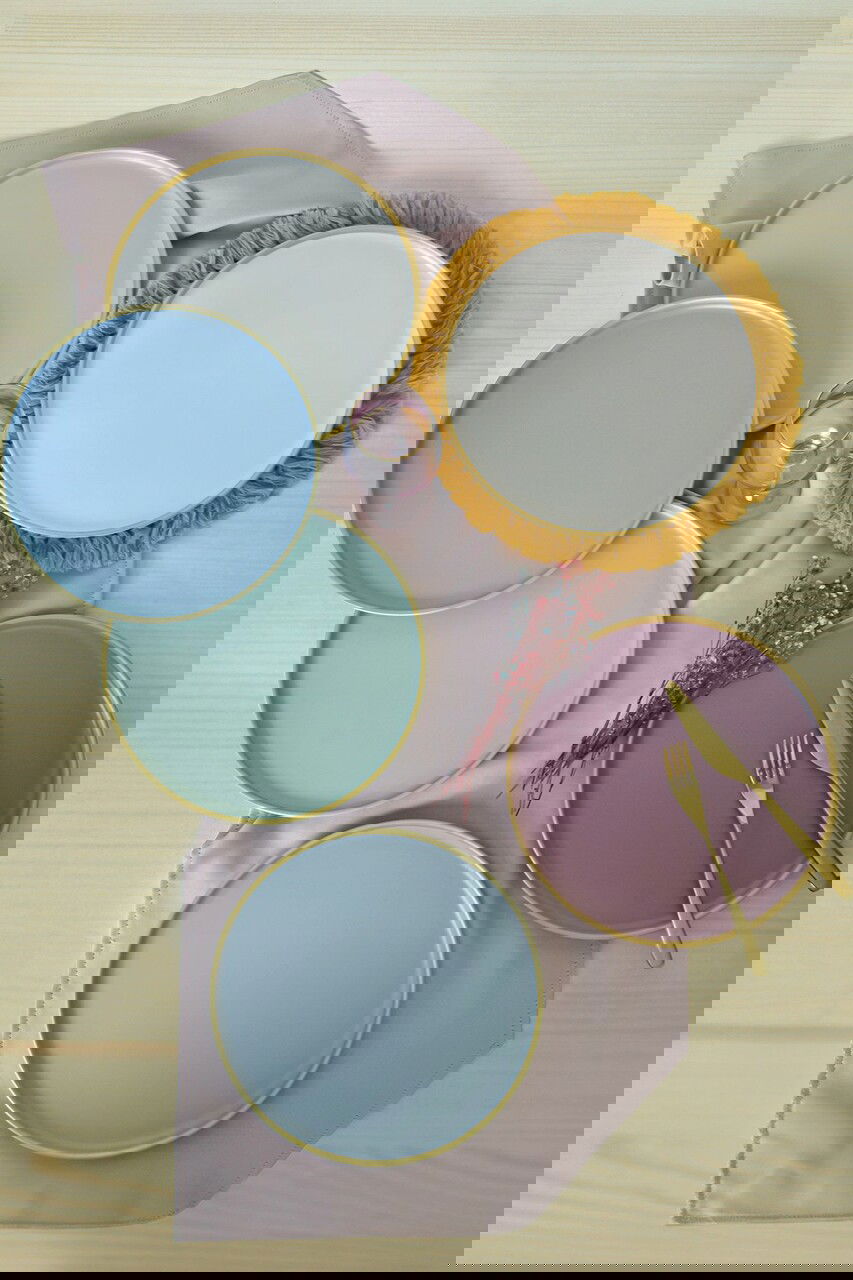 Set platouri servire, Keramika, 275KRM2203, Ceramica , Nu absoarbe apa, Auriu