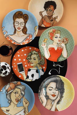 Set platouri servire, Kütahya Porselen, 710KTP9346, Portelan , Dimensiune: 25 x 25 x 2 cm (6 bucăți), Multicolor