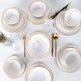 Serviciu de masa, Keramika, 275KRM1685, Ceramica, Aur/Alb