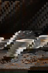 Set cesti de cafea, Kütahya Porselen, 710KTP3359, Portelan, Crem/Negru