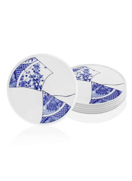 Set platouri servire, Mia, 280TMA1456, Portelan, Alb/Albastru