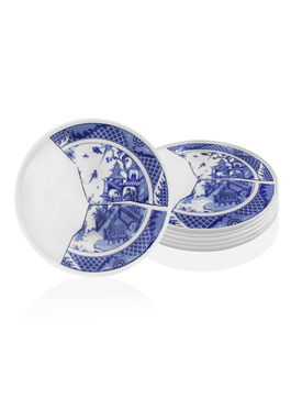 Set platouri servire, Mia, 280TMA1457, Portelan, Alb/Albastru