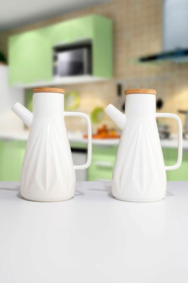 Set sticle dispenser ulei si otet, Planet X, 283PLN1208, Portelan, Alb