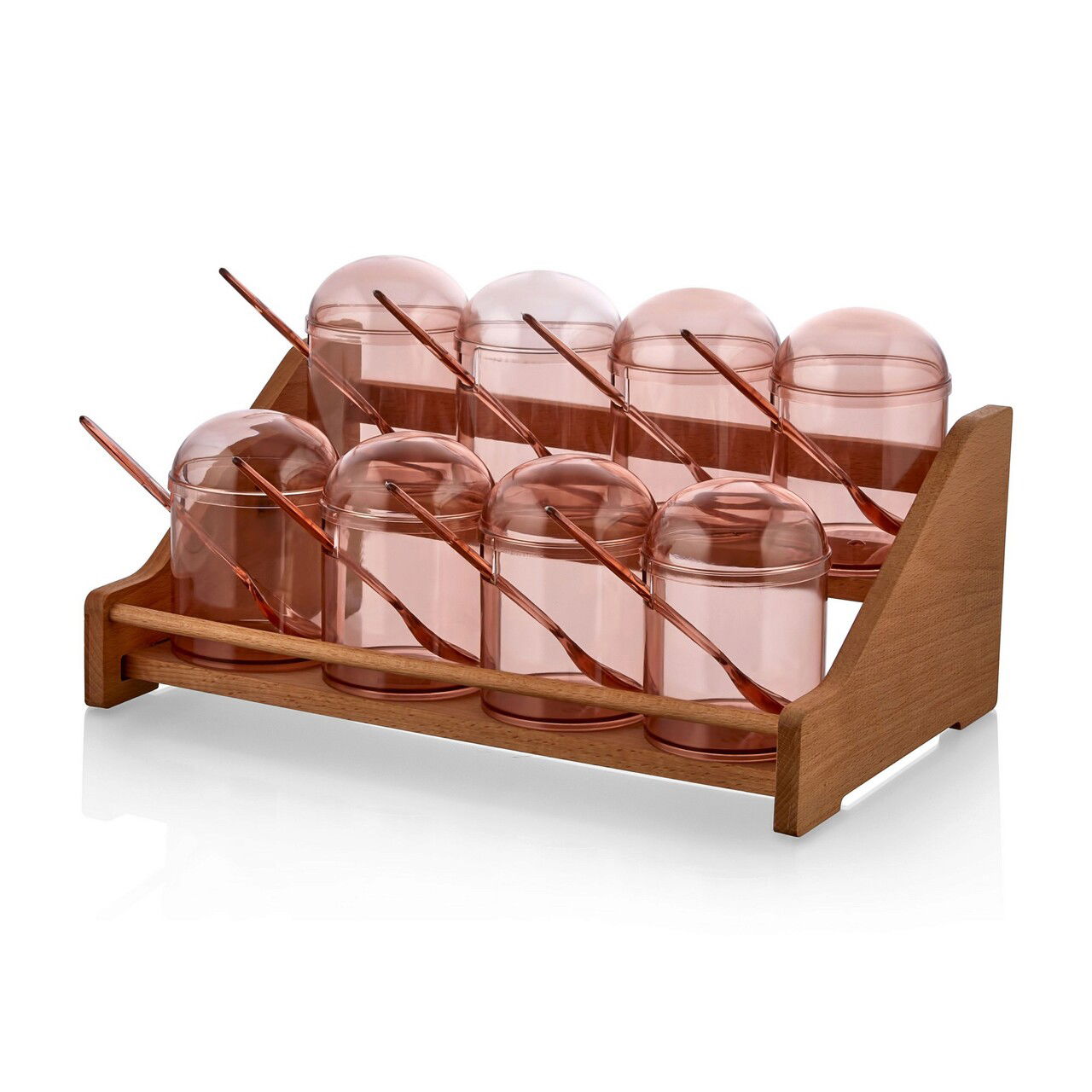 Set recipiente pentru condimente cu suport, Hermia, 619PLS1101, Dishwasher - safe / Microwave - not safe / BPA Free, Maro