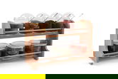 Set recipiente pentru condimente cu suport, Plasberg, 619PLS1115, Plastic, Maro/Transparent