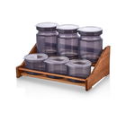 Set recipiente pentru condimente cu suport, Hermia, 619PLS1138, Dishwasher - safe / Microwave - not safe / BPA Free, Maro/Mov