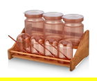 Set recipiente pentru condimente cu suport, Hermia, 619PLS1139, Dishwasher - safe / Microwave - not safe / BPA Free, Maro